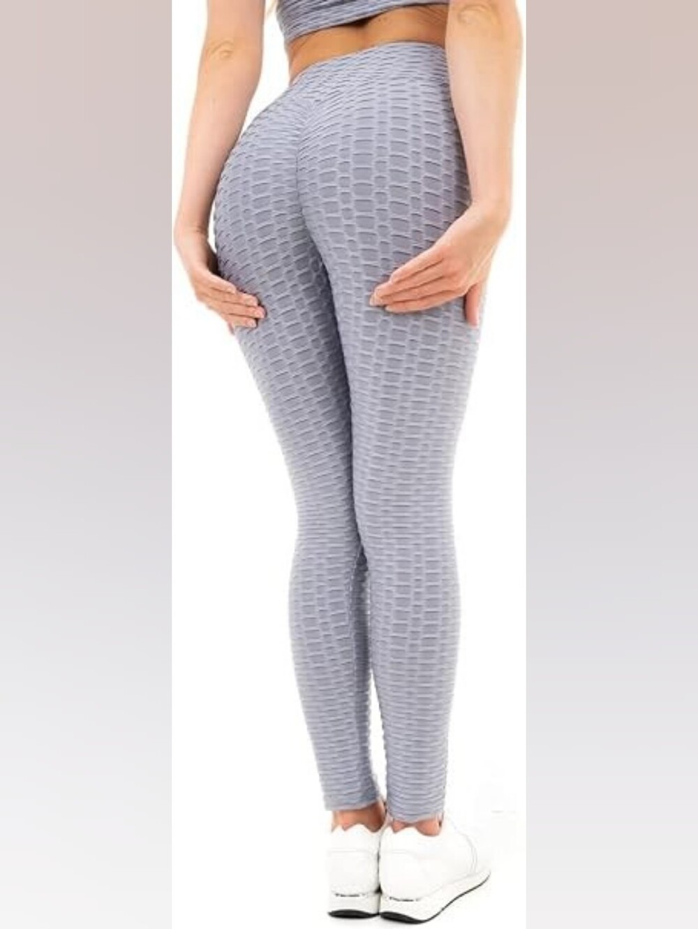 NWT New Mix Light Gray Textured High-Waist Leggings Anti-Cellulite Viral Tiktok